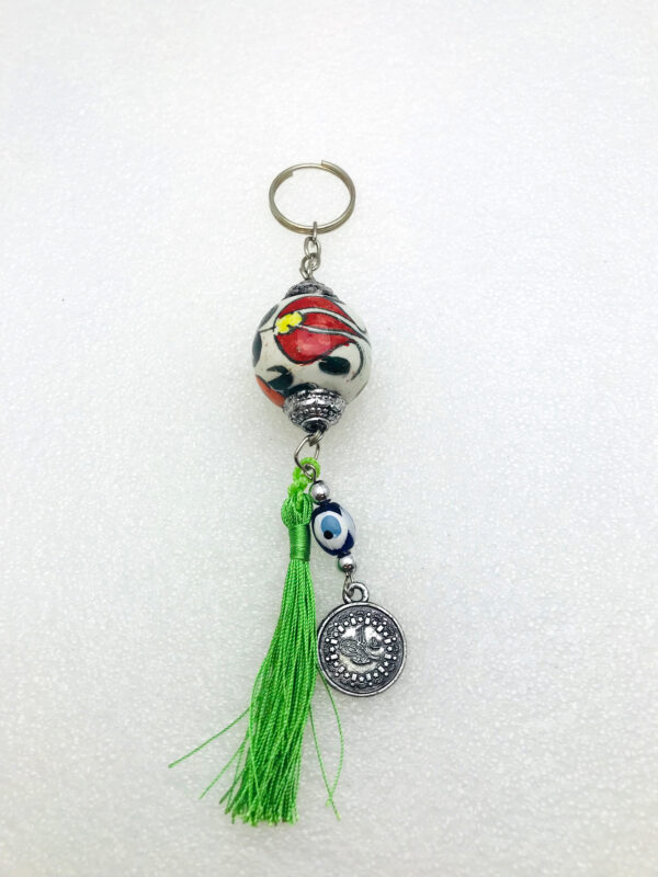 Handmade  Keychain with Lucky Evil Eye and Tassel Tail – Nazar Alloy - Image 9