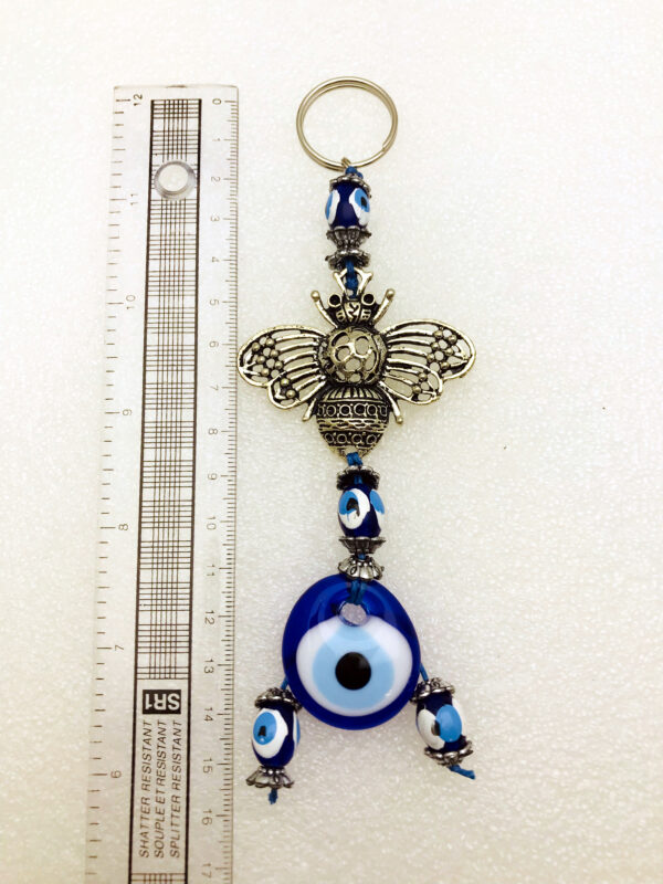 Handmade Bee Keychain Evil Eye – Nazar Alloy - Image 2