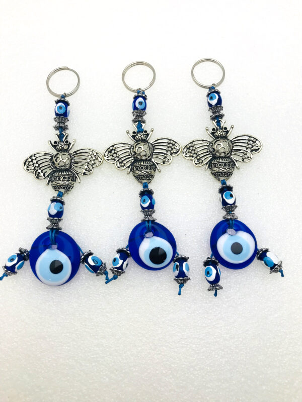 Handmade Bee Keychain Evil Eye – Nazar Alloy - Image 3