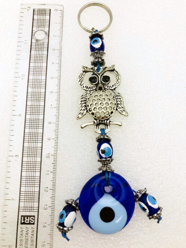 Handmade Owl  Keychain with Lucky Evil Eye – Nazar Alloy - Image 5