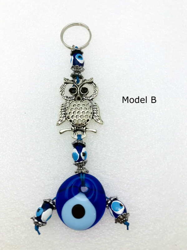 Handmade Owl  Keychain with Lucky Evil Eye – Nazar Alloy