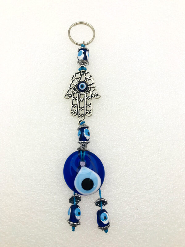 Handmade Hamsa Keychain with Lucky Evil Eye – Nazar Alloy