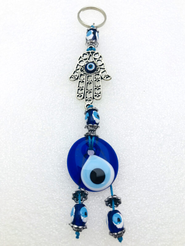 Handmade Hamsa Keychain with Lucky Evil Eye – Nazar Alloy - Image 2