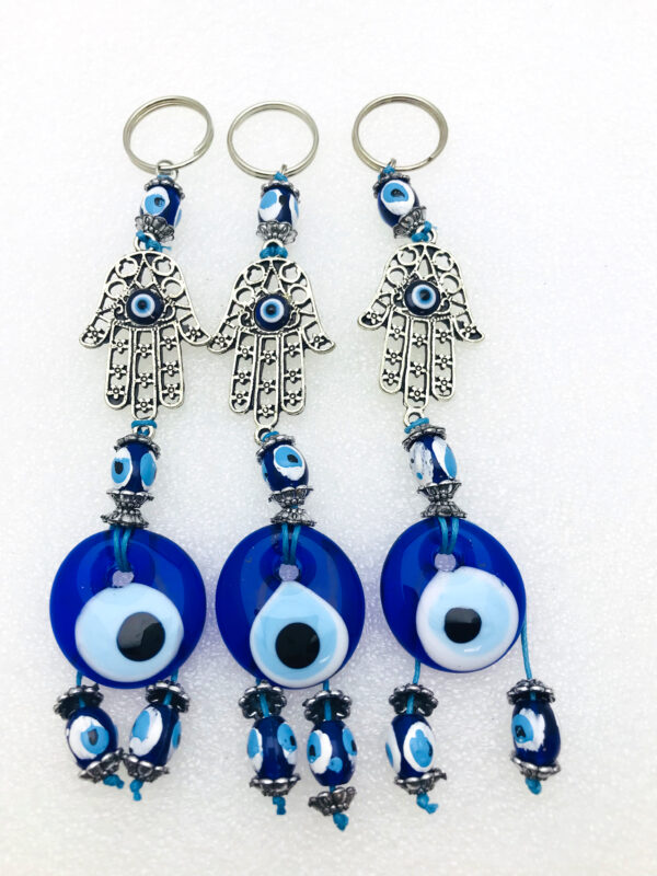 Handmade Hamsa Keychain with Lucky Evil Eye – Nazar Alloy - Image 3