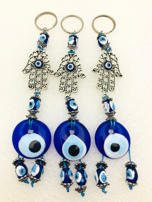 Handmade Hamsa Keychain with Lucky Evil Eye – Nazar Alloy - Image 4