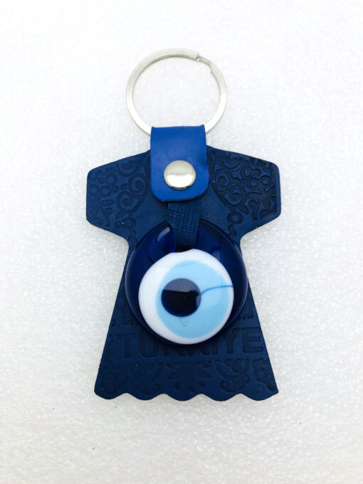 Kaftan Keyring Key Chain - Lucky Evil Eye Good Luck Charm Leather - Purple