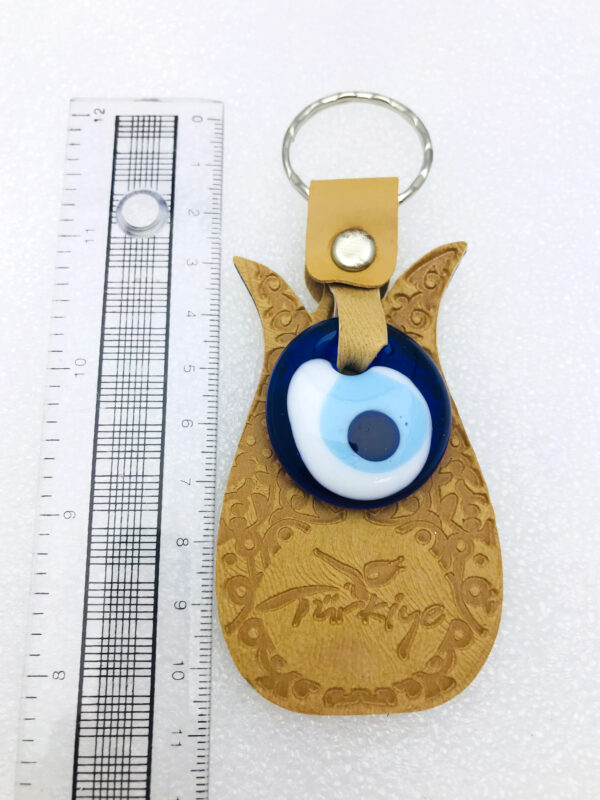 Handmade  Leather Tulip Keyring -  Lucky Evil Eye Good Luck Charm - Image 3