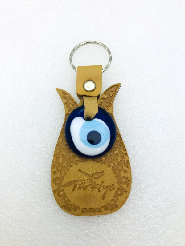 Handmade  Leather Tulip Keyring -  Lucky Evil Eye Good Luck Charm