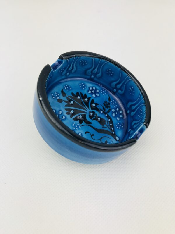 Vintage Figured Ceramic Ashtray, Hand Painted Blue (Printed) Ceramic Smokers Ashtray