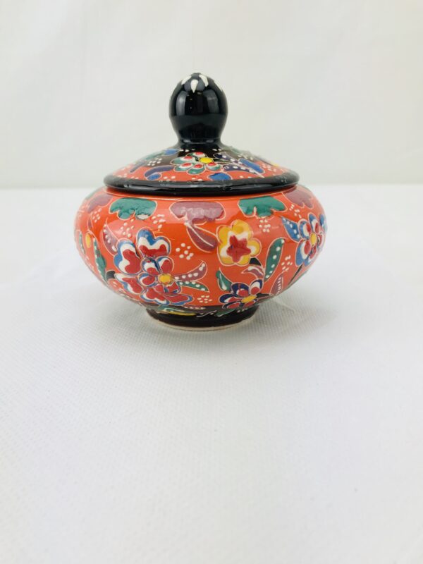 Small Vintage Sugar Bowl With Lid, Handmade and Hand Painted Traditional Ceramic - Image 10