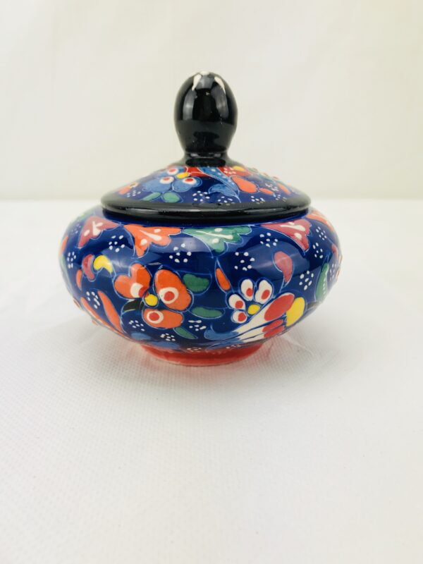 Small Vintage Sugar Bowl With Lid, Handmade and Hand Painted Traditional Ceramic - Image 11