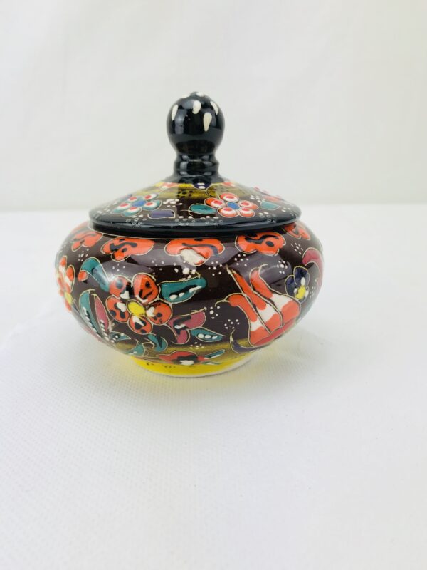 Small Vintage Sugar Bowl With Lid, Handmade and Hand Painted Traditional Ceramic - Image 4