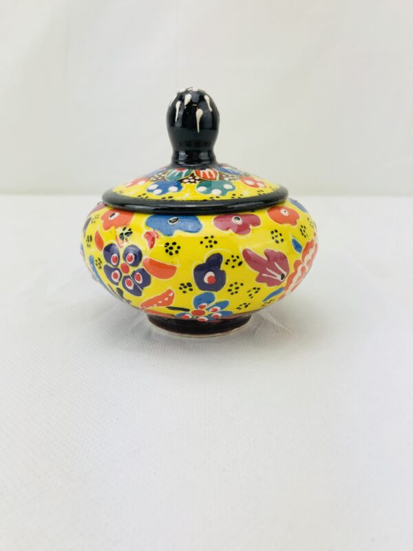 Small Vintage Sugar Bowl With Lid, Handmade and Hand Painted Traditional Ceramic - Image 6