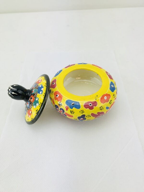 Small Vintage Sugar Bowl With Lid, Handmade and Hand Painted Traditional Ceramic - Image 7