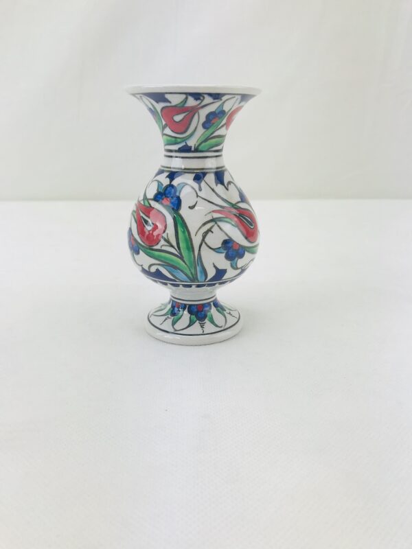 Decorative Floral Iznik Ceramic Vase / Hand-Painted Turkish Ceramic Vase - Image 9