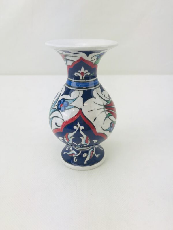 Decorative Floral Iznik Ceramic Vase / Hand-Painted Turkish Ceramic Vase - Image 2