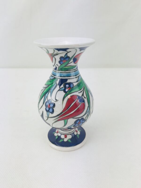 Decorative Floral Iznik Ceramic Vase / Hand-Painted Turkish Ceramic Vase - Image 3