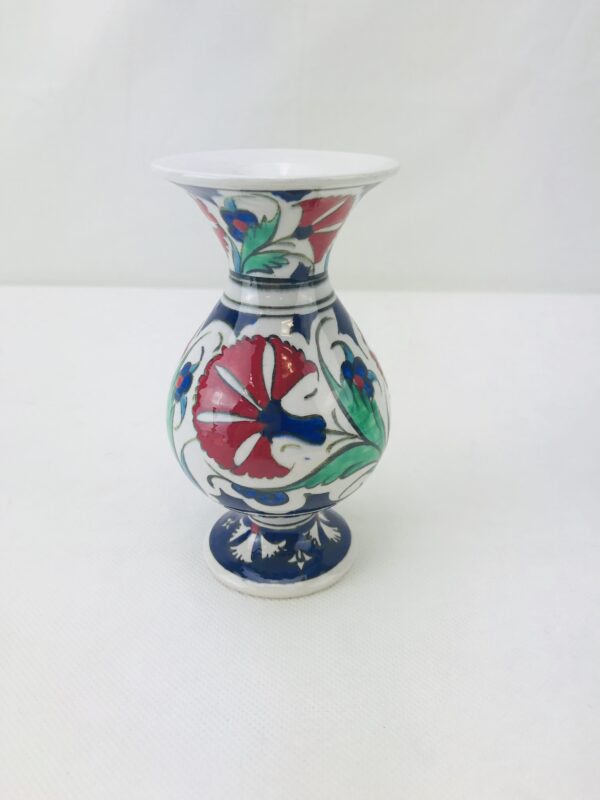 Decorative Floral Iznik Ceramic Vase / Hand-Painted Turkish Ceramic Vase - Image 4