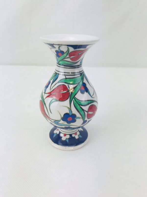 Decorative Floral Iznik Ceramic Vase / Hand-Painted Turkish Ceramic Vase - Image 5