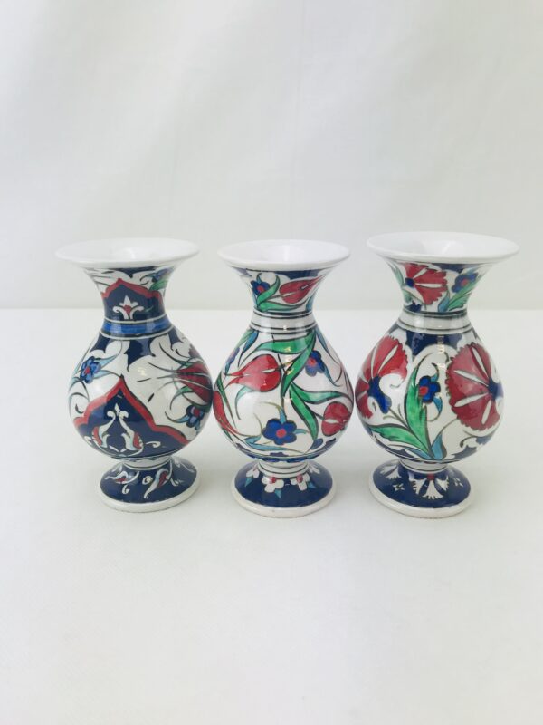 Decorative Floral Iznik Ceramic Vase / Hand-Painted Turkish Ceramic Vase