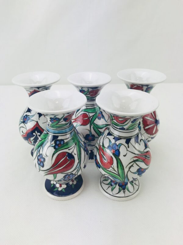 Decorative Floral Iznik Ceramic Vase / Hand-Painted Turkish Ceramic Vase - Image 7