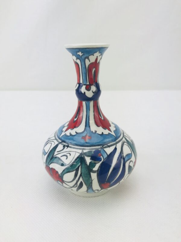 Decorative Floral Iznik Ceramic Vase / Hand-Painted Turkish / Handmade - Image 11