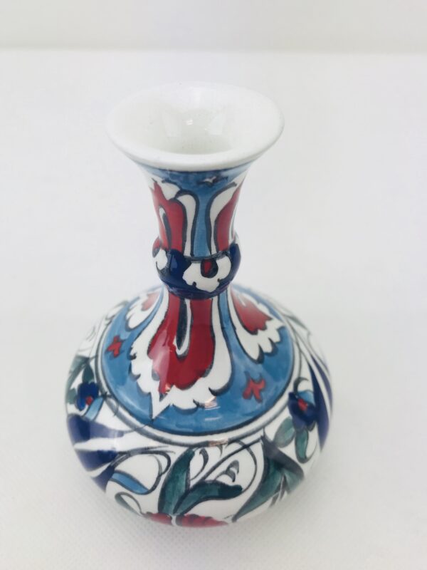 Decorative Floral Iznik Ceramic Vase / Hand-Painted Turkish / Handmade - Image 2