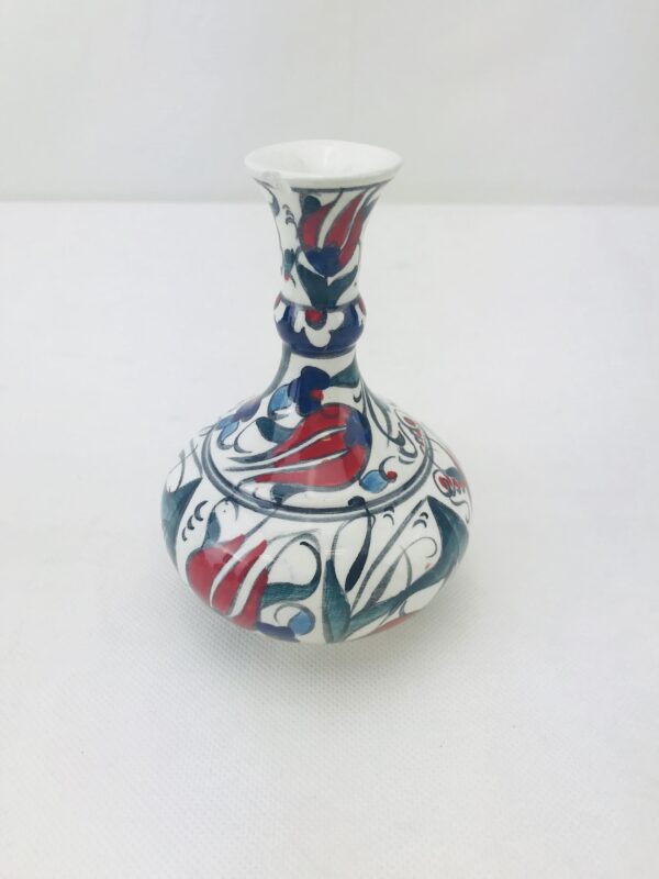 Decorative Floral Iznik Ceramic Vase / Hand-Painted Turkish / Handmade - Image 3