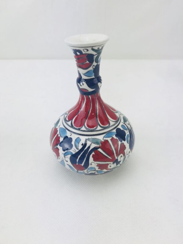 Decorative Floral Iznik Ceramic Vase / Hand-Painted Turkish / Handmade - Image 4