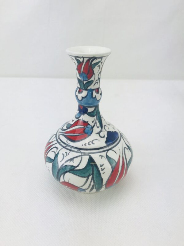 Decorative Floral Iznik Ceramic Vase / Hand-Painted Turkish / Handmade - Image 5