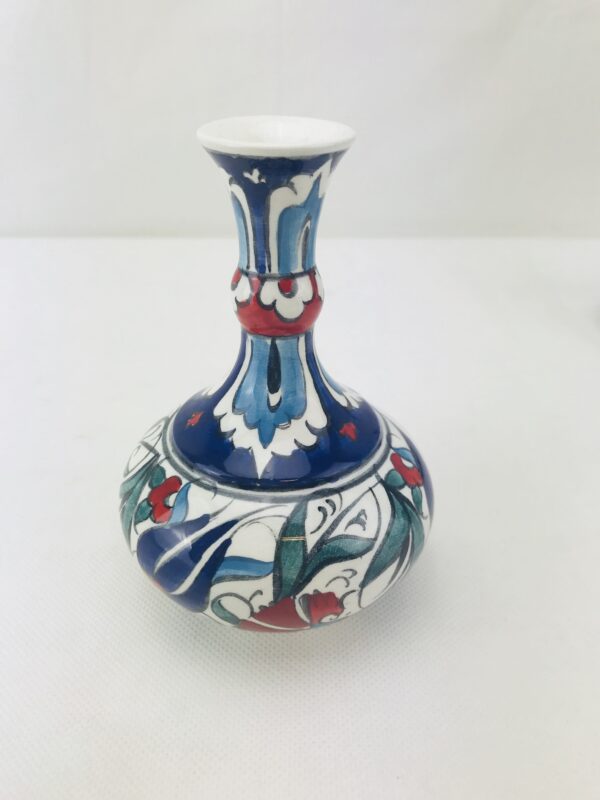 Decorative Floral Iznik Ceramic Vase / Hand-Painted Turkish / Handmade