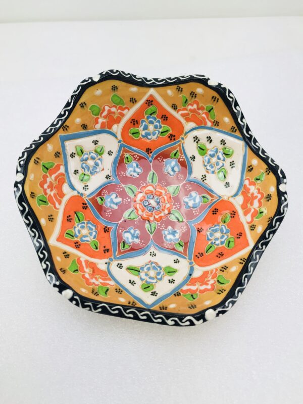 Traditional Turkish Multicolour Hand Painted Bowl - Small - Snack ,Jewellery, Ring,15 cm Mandala Bowl Dish