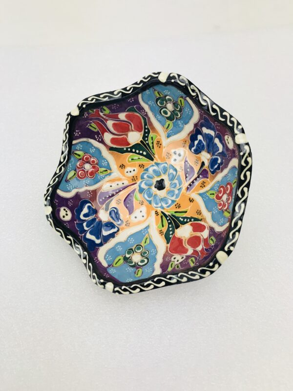 Traditional Turkish Multicolour Hand Painted Bowl - Small - Snack ,Jewellery, Ring, 10 cm Mandala Bowl Dish - Image 2