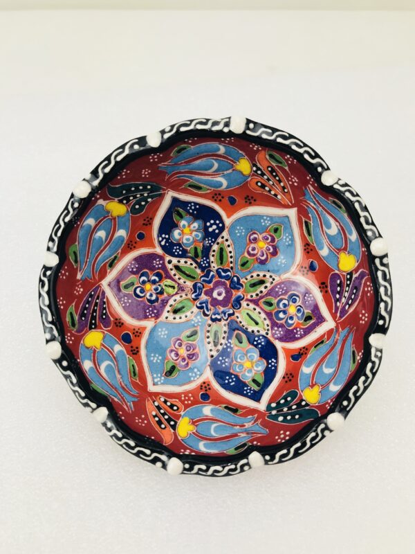 Traditional Turkish Multicolour Hand Painted Bowl - Small - Snack ,Jewellery, Ring, 10 cm Mandala Bowl Dish - Image 4