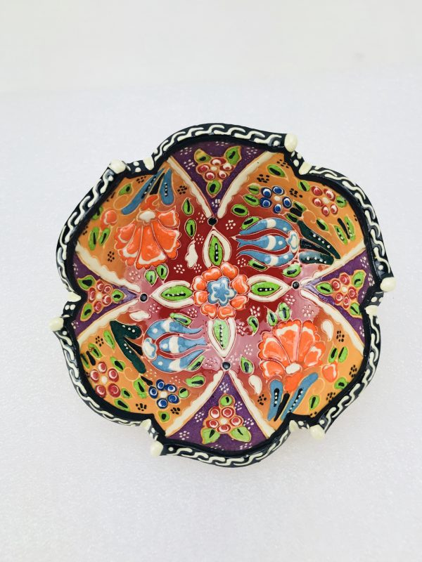 Traditional Turkish Multicolour Hand Painted Bowl - Small - Snack ,Jewellery, Ring, 10 cm Mandala Bowl Dish