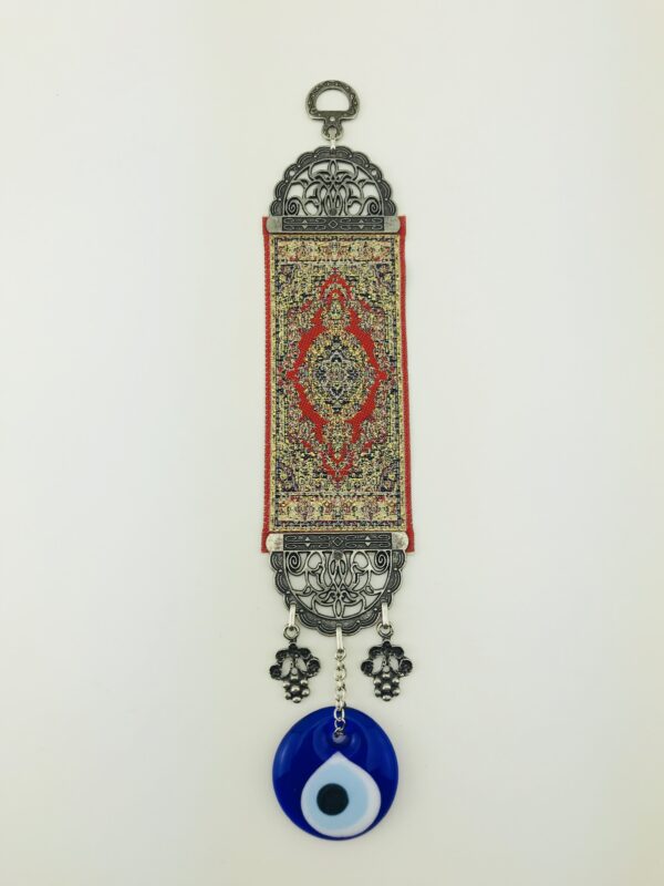 Stunning Handmade Turkish Carpet / Evil Eye – Nazar Alloy Wall Hanging