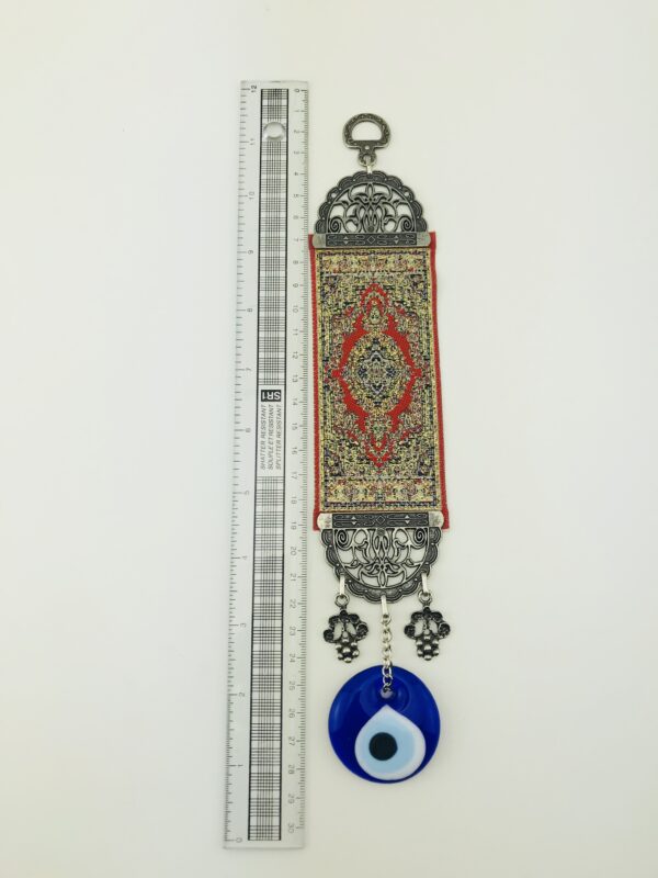 Stunning Handmade Turkish Carpet / Evil Eye – Nazar Alloy Wall Hanging - Image 4