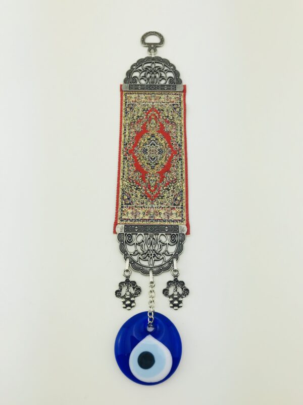 Stunning Handmade Turkish Carpet / Evil Eye – Nazar Alloy Wall Hanging - Image 6