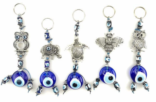 Handmade Animals Keychain with Lucky Evil Eye - Nazar Alloy - Xmas Gift