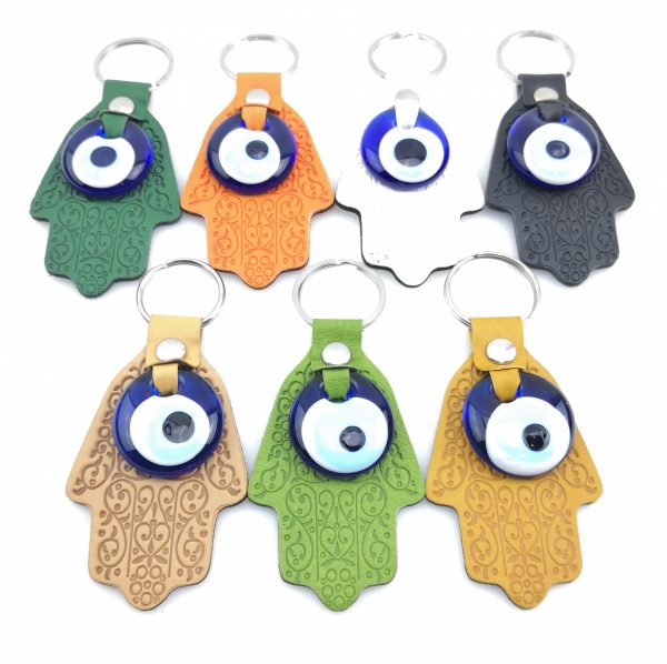 Hamsa Hand Fatima Keyring Key Chain - Lucky Evil Eye Good Luck Charm Leather - Image 3