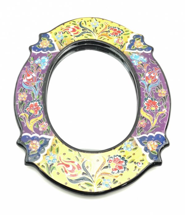 Hand Painted Ceramic Framed Ellipse Mirror - Handmade Turkish Pottery - Image 6