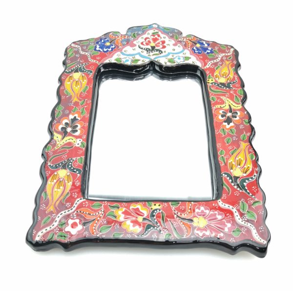 Hand Painted Ceramic Framed Pentagon Mirror - Handmade Turkish Pottery - Image 3