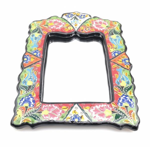 Hand Painted Ceramic Framed Pentagon Mirror - Handmade Turkish Pottery - Image 4