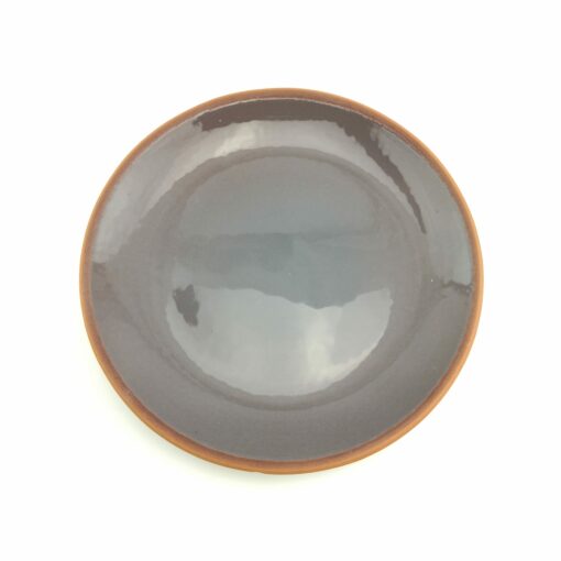 Handmade Clay Plates(18 cm) - Hand Painted Turkish Plate - Grey