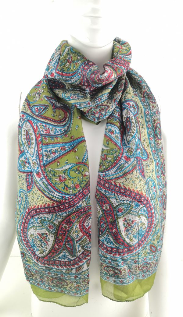 Indian Handmade 100% Pure Silk Colorful Long Scarf - Image 9