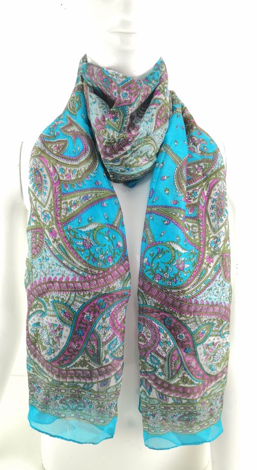 Indian Handmade 100% Pure Silk Colorful Long Scarf - ID_2