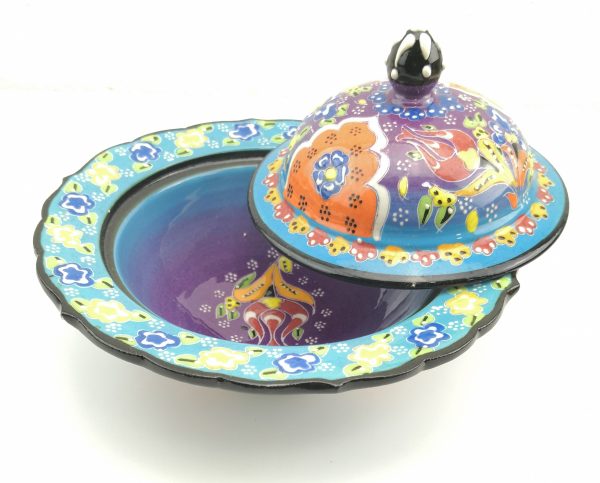 Handmade Ceramic Sugar Bowl With Lid - Hand Painted Turkish Pottery - Image 6