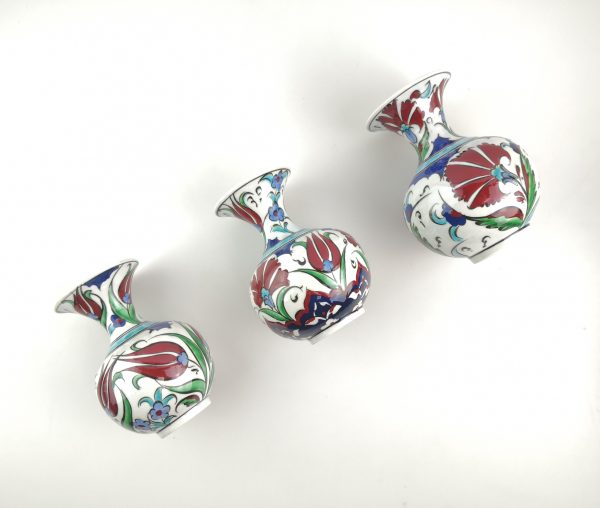 Hand Painted Ceramic Vases - 3 Pieces Handmade Turkish Pottery - Image 3