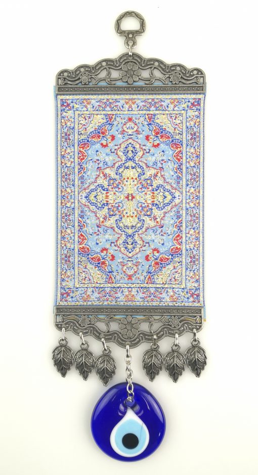 Handmade Turkish Kilim Carpet Wall Hanging - Evil Eye - Nazar Alloy