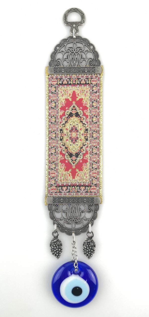 Stunning Handmade Turkish Kilim Carpet / Evil Eye – Nazar Alloy Wall Hanging